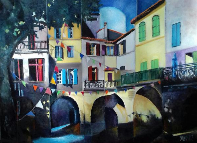 Place du marché à Sommières - Martine Woellet